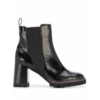 See by Chloé leather chunky heel ankle boots - Preto