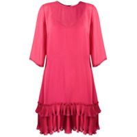 See by Chloé Vestido reto com pregas e babados na barra - Rosa