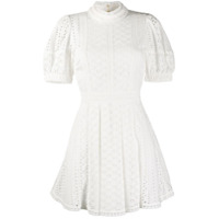 Self-Portrait Vestido de algodão com bordado inglês - Branco