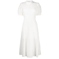 Self-Portrait Vestido midi com bordado inglês - Branco