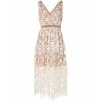 Self-Portrait Vestido midi com paetês - Marrom