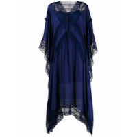 Self-Portrait Vestido reto com acabamento de crochê - Azul