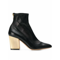 Sergio Rossi Ankle boots em couro com salto metálico - Preto