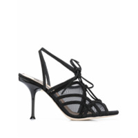 Sergio Rossi Sandália com mesh e amarração - Preto
