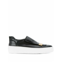 Sergio Rossi Tênis slip on de couro - Preto