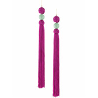 Shanghai Tang Brinco único longo com tassel - Roxo