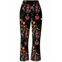 Shrimps Calça com estampa floral de veludo - Marrom