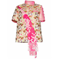 Shuting Qiu Camisa em jacquard de seda floral com recortes - Rosa