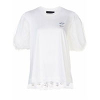Simone Rocha Camiseta mangas bufantes com acabamento em renda - Branco