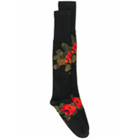 Simone Rocha Par de meias de tricô com padronagem floral - Preto