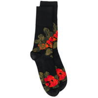 Simone Rocha Par de meias de tricô com padronagem floral - Preto