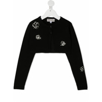 Simonetta Cardigan cropped com aplicações - Preto