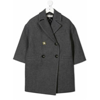 Simonetta floral appliqué double-breasted coat - Cinza