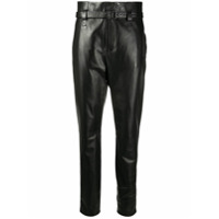 Simonetta Ravizza Calça cintura alta de couro com cinto - Preto