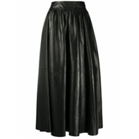 Simonetta Ravizza Saia cintura alta de couro - Preto