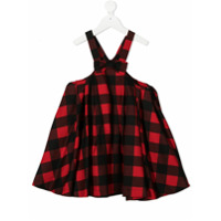 Simonetta Vestido salopete xadrez com detalhe de laço - Vermelho