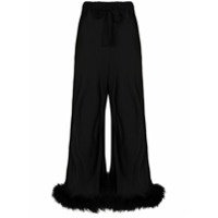 Sleeper Calça flare Boudoir com acabamento de plumas - Preto