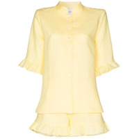 Sleeper Camisa de linho com abotoamento e babados nas mangas - Amarelo