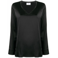 Snobby Sheep Blusa com decote em V de cetim - Preto