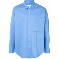 SOLID HOMME Camisa com pregas e detalhe de bolso no busto - Azul