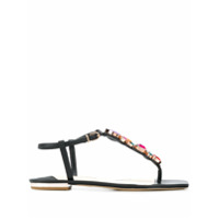 Sophia Webster Sandália com alça no tornozelo e detalhe de pedraria - Preto