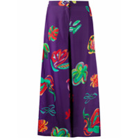 Soulland Calça pantalona Dianne com estampa floral - Roxo