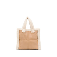 STAND STUDIO Lola shearling-trim tote bag - Marrom