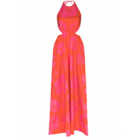 STAUD Vestido longo com estampa de hibisco Apfel - Vermelho