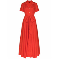 STAUD Vestido longo Millie com amarração na cintura - Vermelho