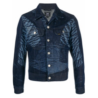 Stefan Cooke distressed-print denim jacket - Azul