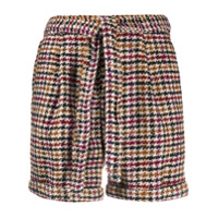 Steffen Schraut Short Madison com estampa xadrez e amarração no cós - Marrom