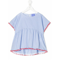 Stella Jean Kids Camisa mangas curtas com estampa de listras - Azul