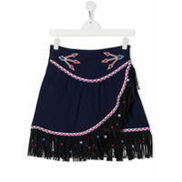 Stella Jean Kids TEEN geometric-trimmed mini skirt - Azul