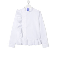 Stella Jean Kids TEEN ruffle-trimmed cotton shirt - Branco
