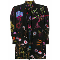 Stella McCartney Blusa de seda com estampa de flor - Preto