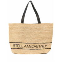 Stella McCartney Bolsa tote grande de ráfia com logo - Neutro