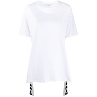 Stella McCartney Camiseta assimétrica com logo e listras - Branco