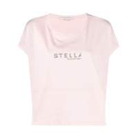 Stella McCartney Camiseta rosa de algodão com logo