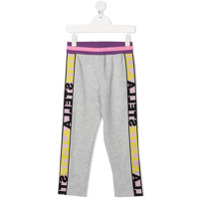 Stella McCartney Kids Calça esportiva com recortes e aplicação de logo - Cinza