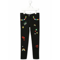 Stella McCartney Kids Calça jeans slim com detalhes bordados - Preto