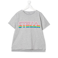 Stella McCartney Kids Camiseta cinza de algodão com estampa de logo