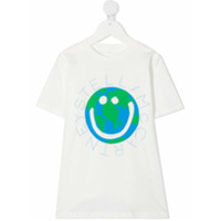 Stella McCartney Kids Camiseta com logo Happy World - Branco