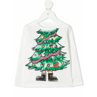 Stella McCartney Kids Camiseta de algodão árvore de natal - Branco