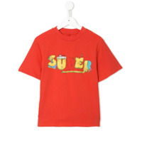 Stella McCartney Kids Camiseta laranja com estampa Super