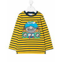 Stella McCartney Kids Camiseta listrada com estampa boombox - Amarelo