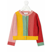 Stella McCartney Kids Cardigan de tricô com listras - Vermelho
