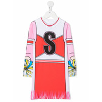 Stella McCartney Kids cheerleader-print fringed dress - Branco