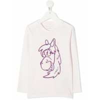 Stella McCartney Kids horse-print badges organic-cotton T-shirt - Rosa