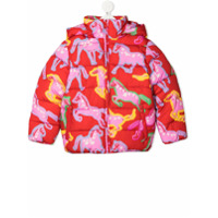 Stella McCartney Kids horse print puffer jacket - Vermelho