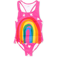 Stella McCartney Kids Maiô rosa com estampa de arco-íris